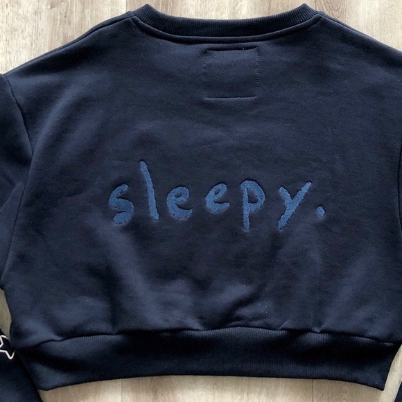 MakoHouse, Cropped, Goodnight, Sleepy, Navy, Crewneck, Sweatshirt, Size S, NWOT - Picture 9 of 11